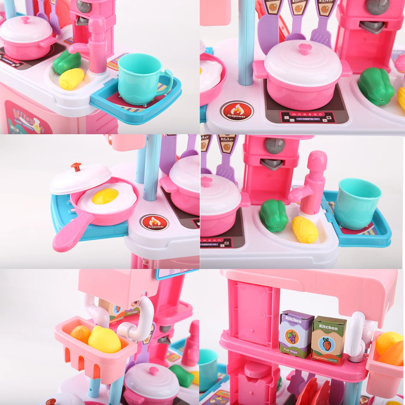 Mini 3-in-1 Kitchen Set Toy Kitchen Pretend Play Integrates Storage Boxes and Tableware Sets Portable Suitcase Cooking Kits Toys
