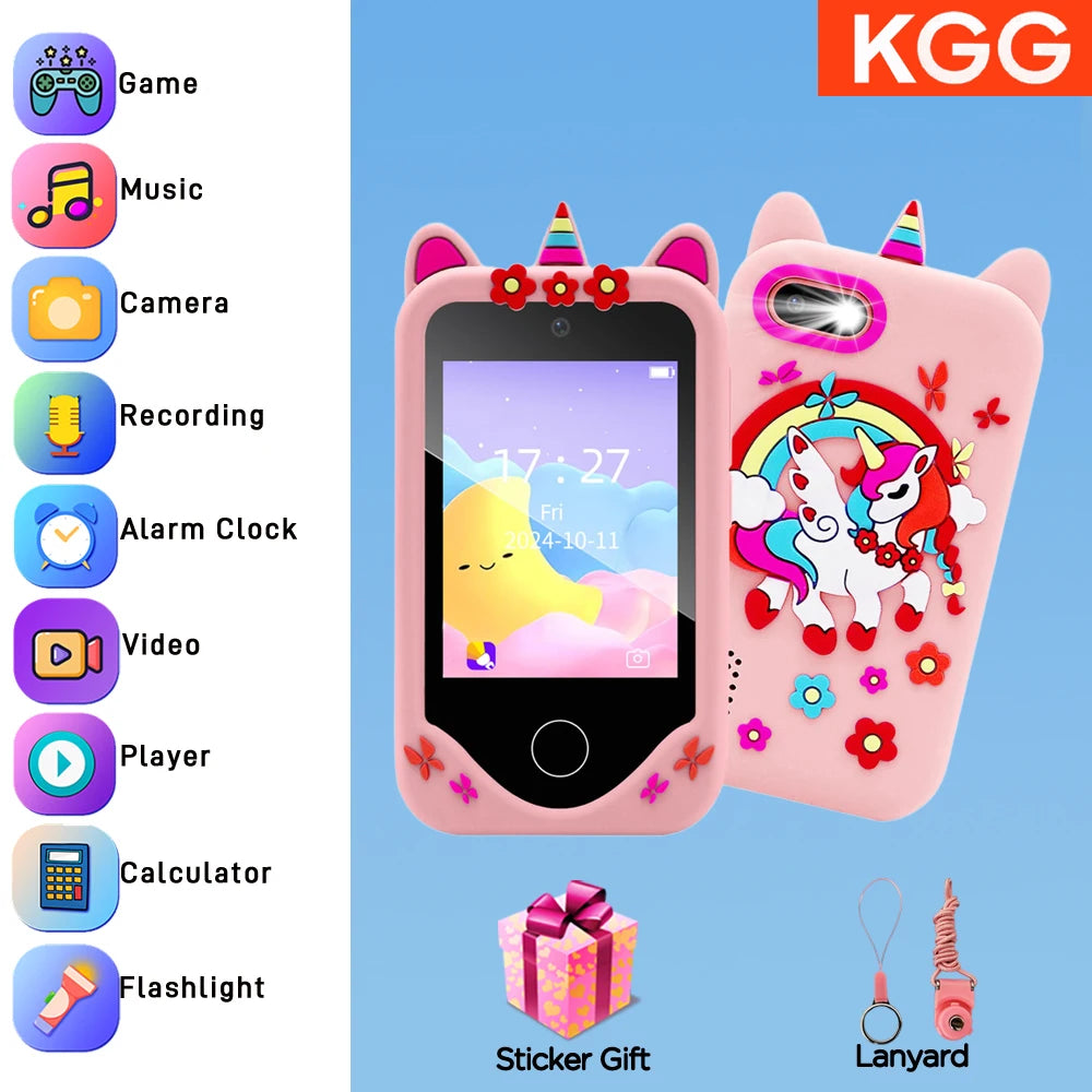 Kids Smart Phone IPS TouchScreen Unicorn Baby Mobile MP3 Music Player Digital Camera Educational Girls Boys Toys Birthday Gifts