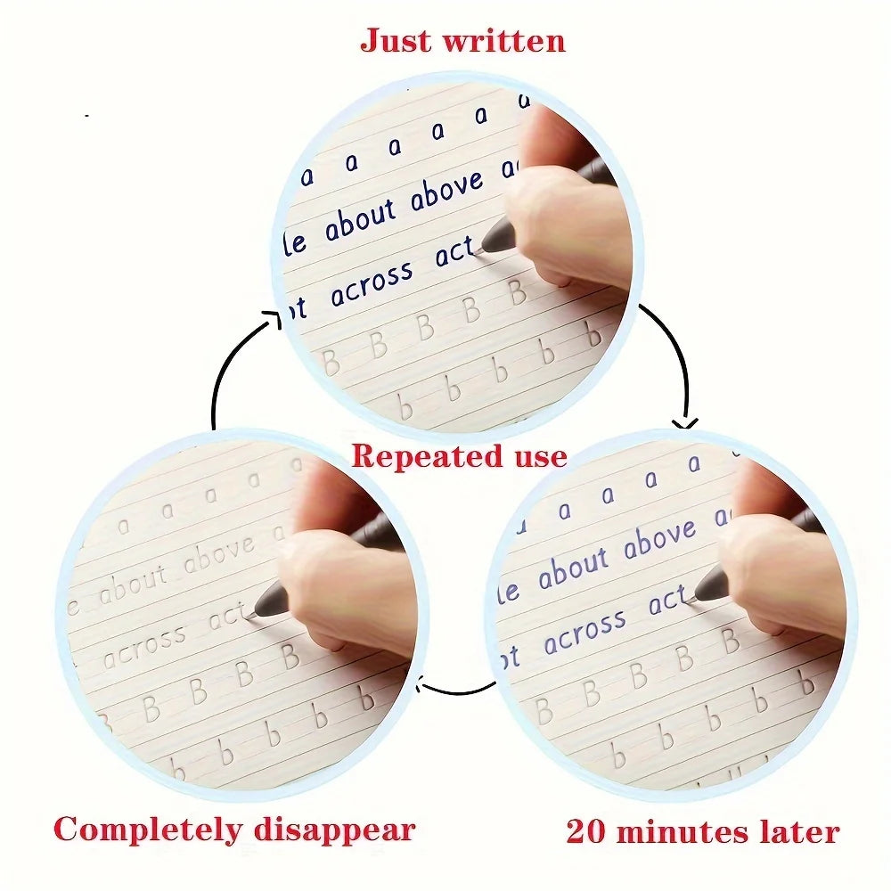 Reusable Italic Script Practice Copybook - English Alphabet & Calligraphy Handwriting Book for Improved Penmanship, Mixed Colors