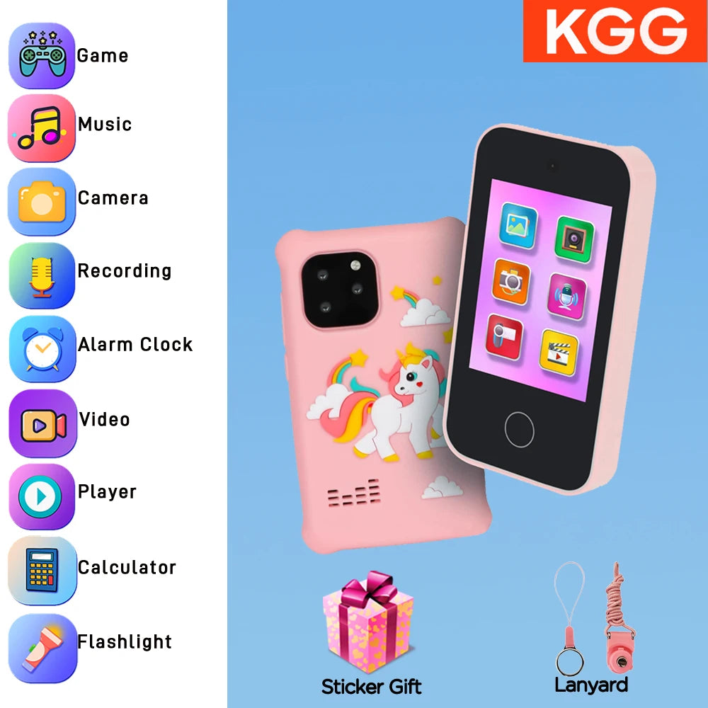 Kids Smart Phone IPS TouchScreen Unicorn Baby Mobile MP3 Music Player Digital Camera Educational Girls Boys Toys Birthday Gifts