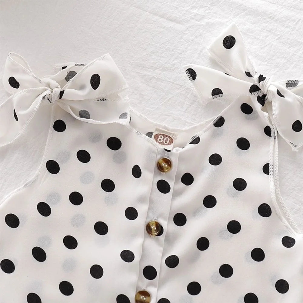 Kids Overalls New Polka Dot Baby Girls Clothes Baby Rompers Kids Jumpsuit Summer Sleeveless Button 1-5Y Girls Outfits