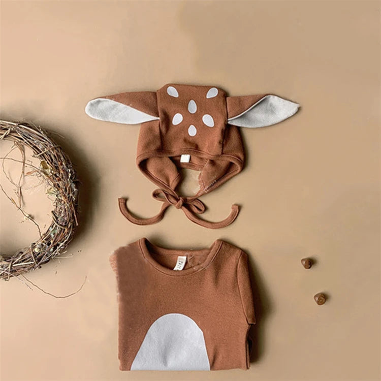 Adorable Infant Deer Costume Set - Romper + Matching Hat