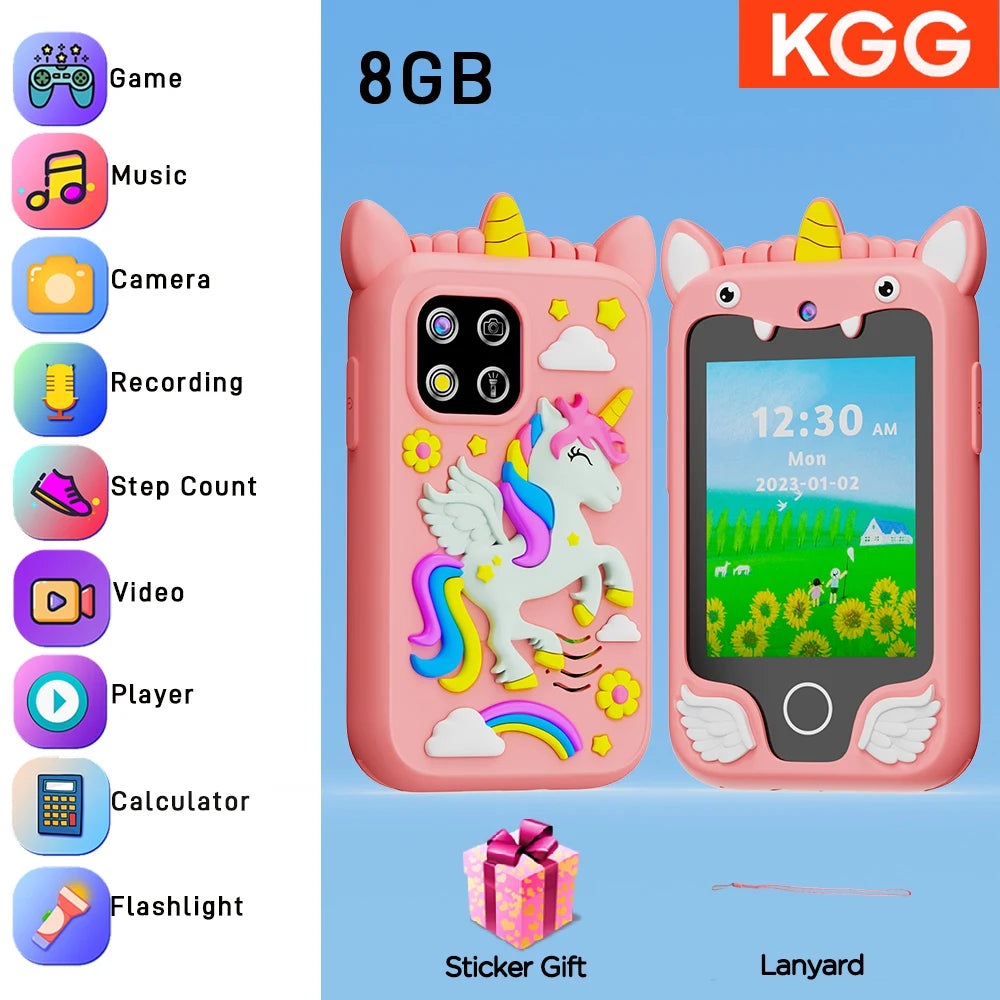 Kids Smart Phone IPS TouchScreen Unicorn Baby Mobile MP3 Music Player Digital Camera Educational Girls Boys Toys Birthday Gifts