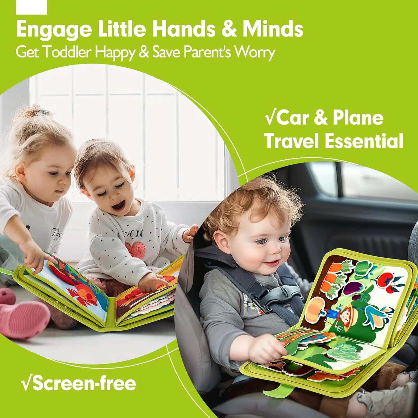 Montessori Busy Book Baby Early Education Book Farm Animal Scene Storytelling Activity Toy Fine Motor Quiet Book for Toddlers