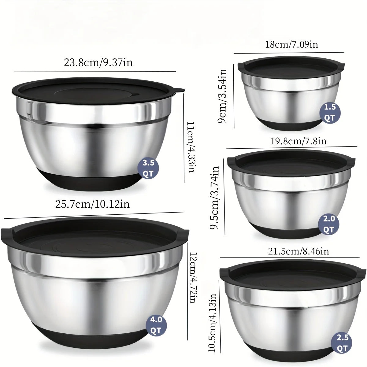 Stainless Steel Mixing Bowls with Lids