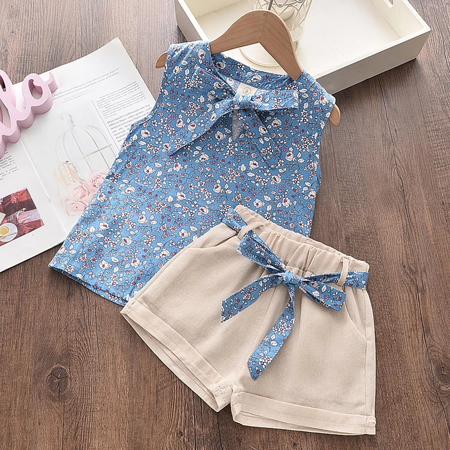 Kids Girls Clothing Sets 2025 Summer New Style Baby Girls Clothes Sleeveless T-Shirt+Shorts 2Pcs Children Clothes Suits 2-6 Yrs