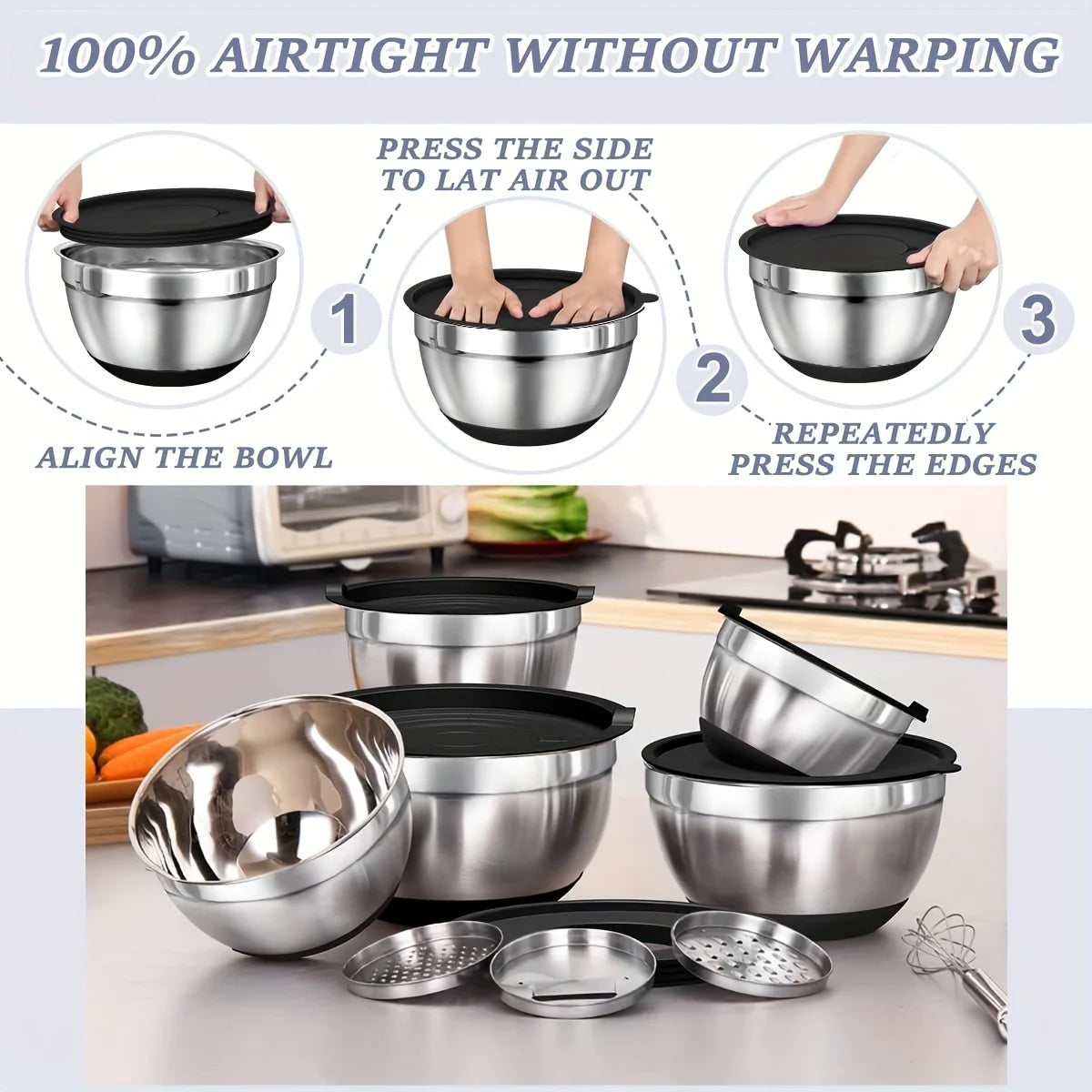 Stainless Steel Mixing Bowls with Lids