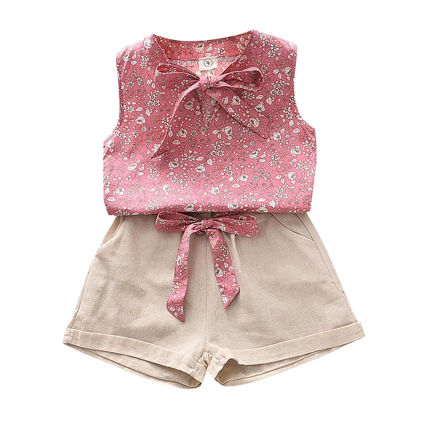 Kids Girls Clothing Sets 2025 Summer New Style Baby Girls Clothes Sleeveless T-Shirt+Shorts 2Pcs Children Clothes Suits 2-6 Yrs