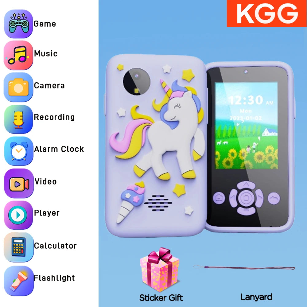 Kids Smart Phone IPS TouchScreen Unicorn Baby Mobile MP3 Music Player Digital Camera Educational Girls Boys Toys Birthday Gifts