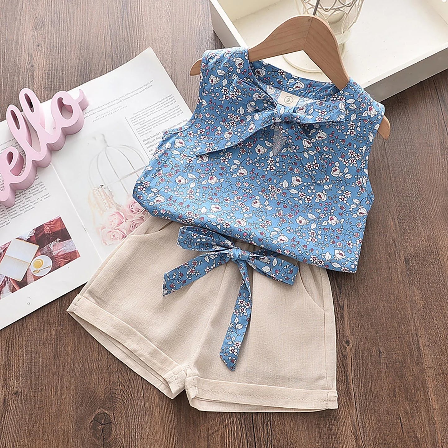 Kids Girls Clothing Sets 2025 Summer New Style Baby Girls Clothes Sleeveless T-Shirt+Shorts 2Pcs Children Clothes Suits 2-6 Yrs