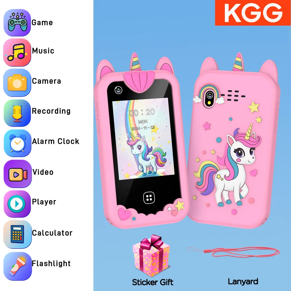 Kids Smart Phone IPS TouchScreen Unicorn Baby Mobile MP3 Music Player Digital Camera Educational Girls Boys Toys Birthday Gifts