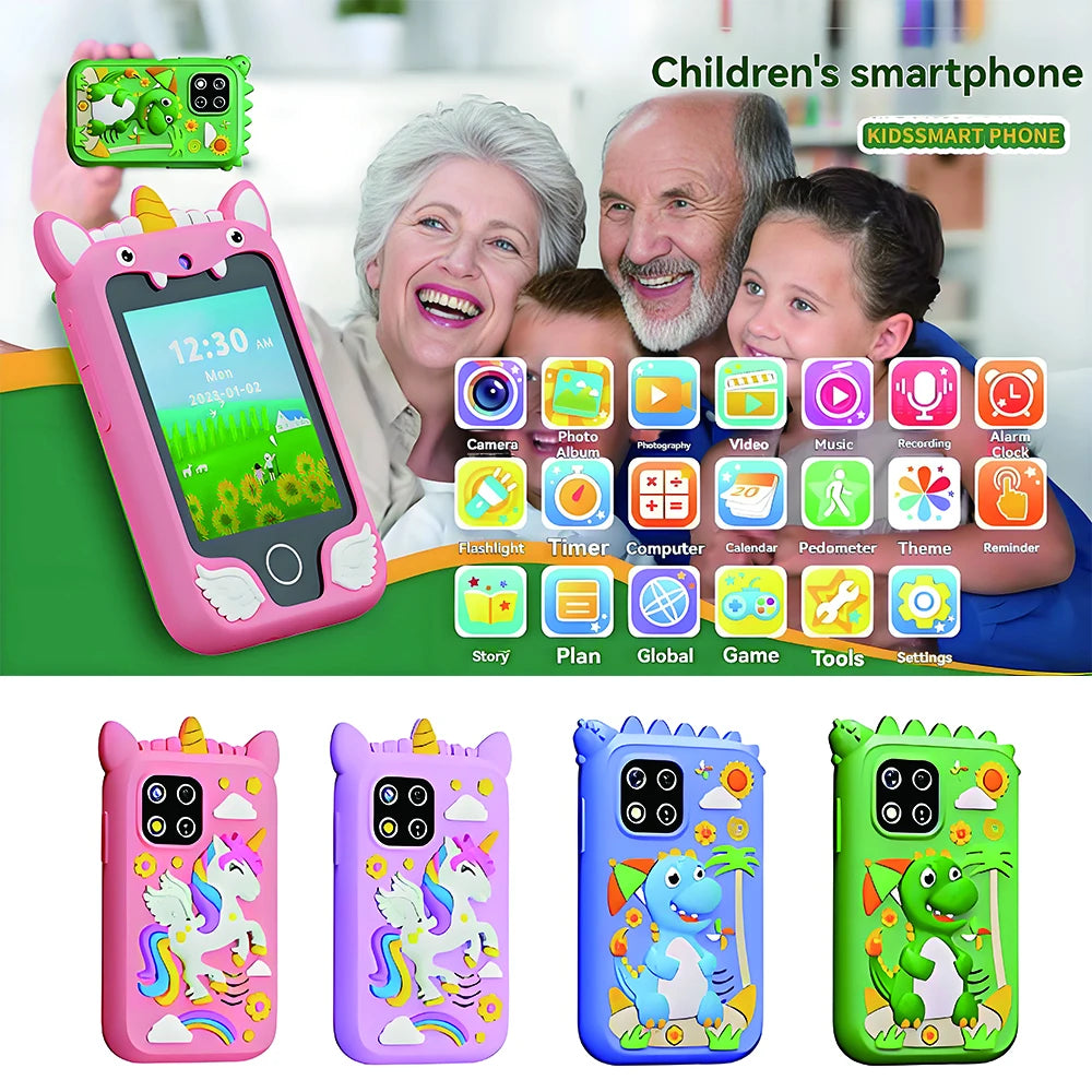 Kids Smart Phone IPS TouchScreen Unicorn Baby Mobile MP3 Music Player Digital Camera Educational Girls Boys Toys Birthday Gifts