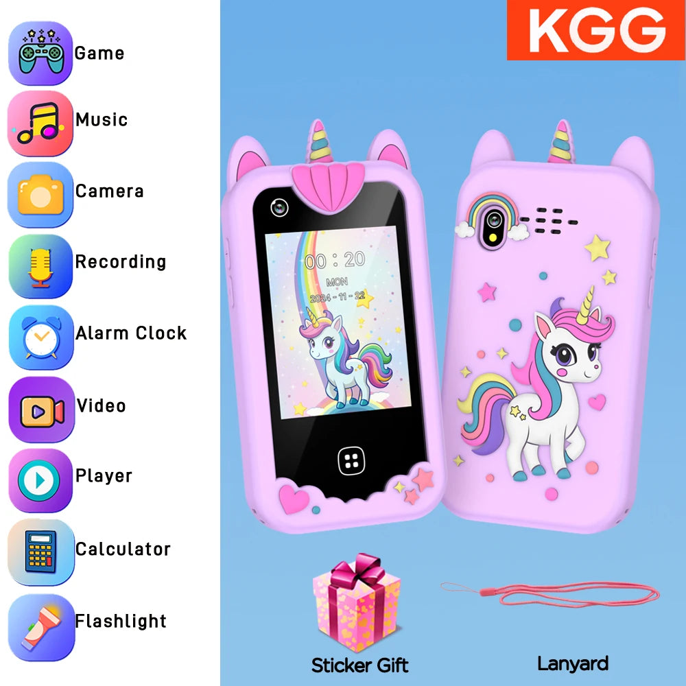 Kids Smart Phone IPS TouchScreen Unicorn Baby Mobile MP3 Music Player Digital Camera Educational Girls Boys Toys Birthday Gifts