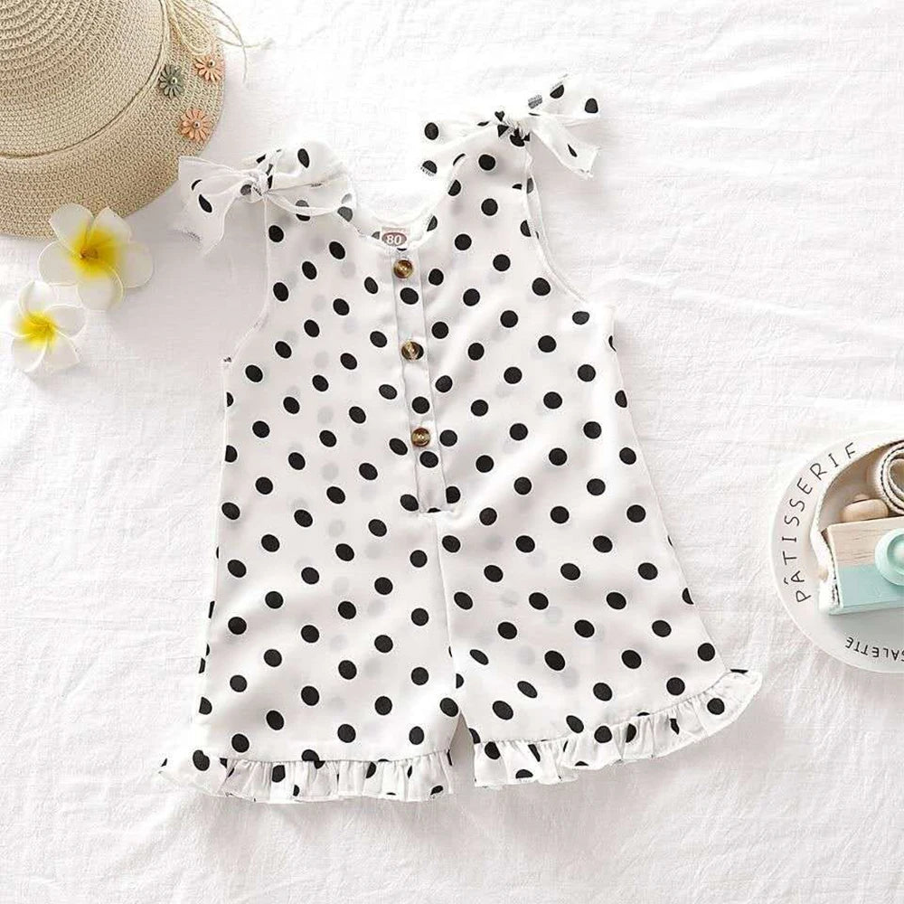 Kids Overalls New Polka Dot Baby Girls Clothes Baby Rompers Kids Jumpsuit Summer Sleeveless Button 1-5Y Girls Outfits