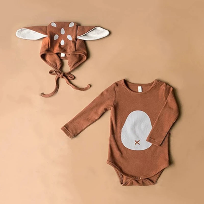 Adorable Infant Deer Costume Set - Romper + Matching Hat