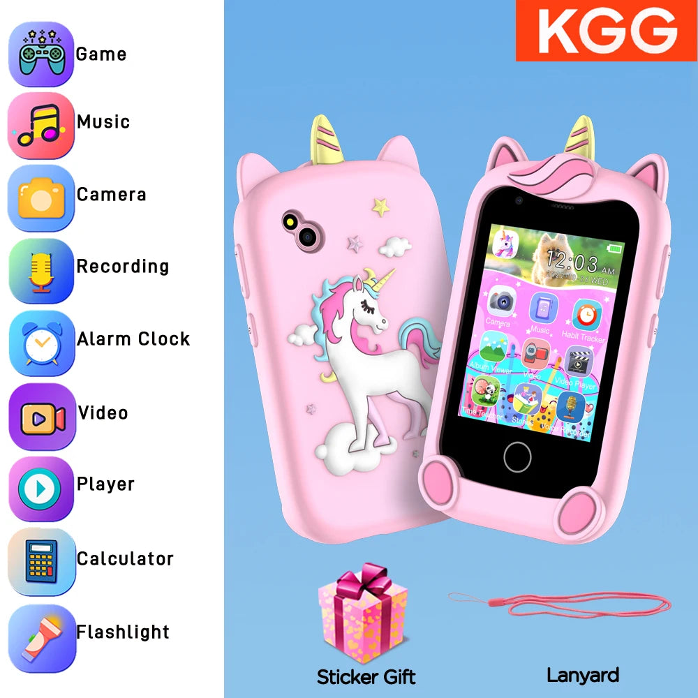 Kids Smart Phone IPS TouchScreen Unicorn Baby Mobile MP3 Music Player Digital Camera Educational Girls Boys Toys Birthday Gifts