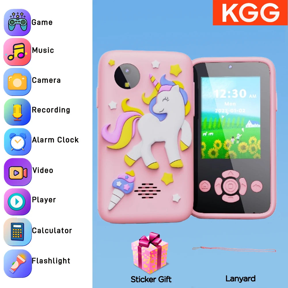 Kids Smart Phone IPS TouchScreen Unicorn Baby Mobile MP3 Music Player Digital Camera Educational Girls Boys Toys Birthday Gifts