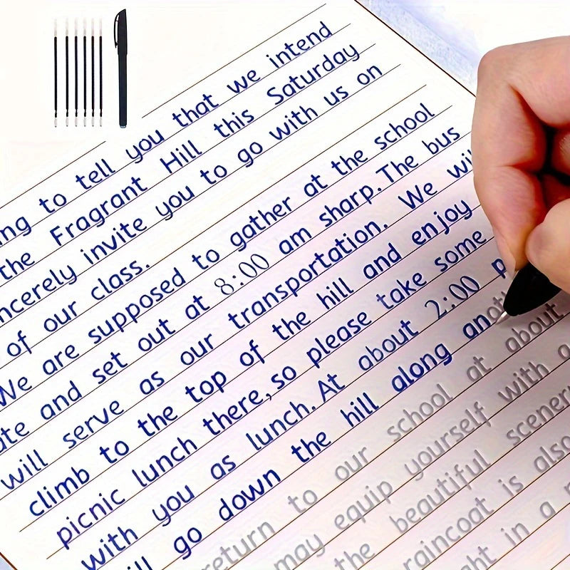 Reusable Italic Script Practice Copybook - English Alphabet & Calligraphy Handwriting Book for Improved Penmanship, Mixed Colors