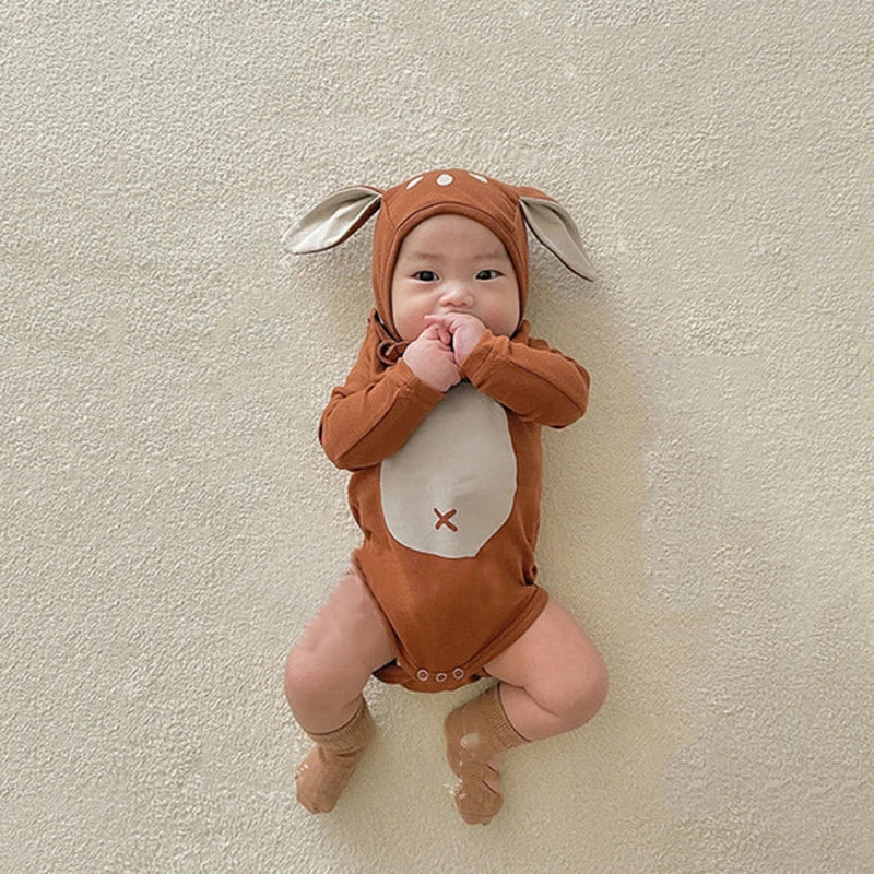 Adorable Infant Deer Costume Set - Romper + Matching Hat