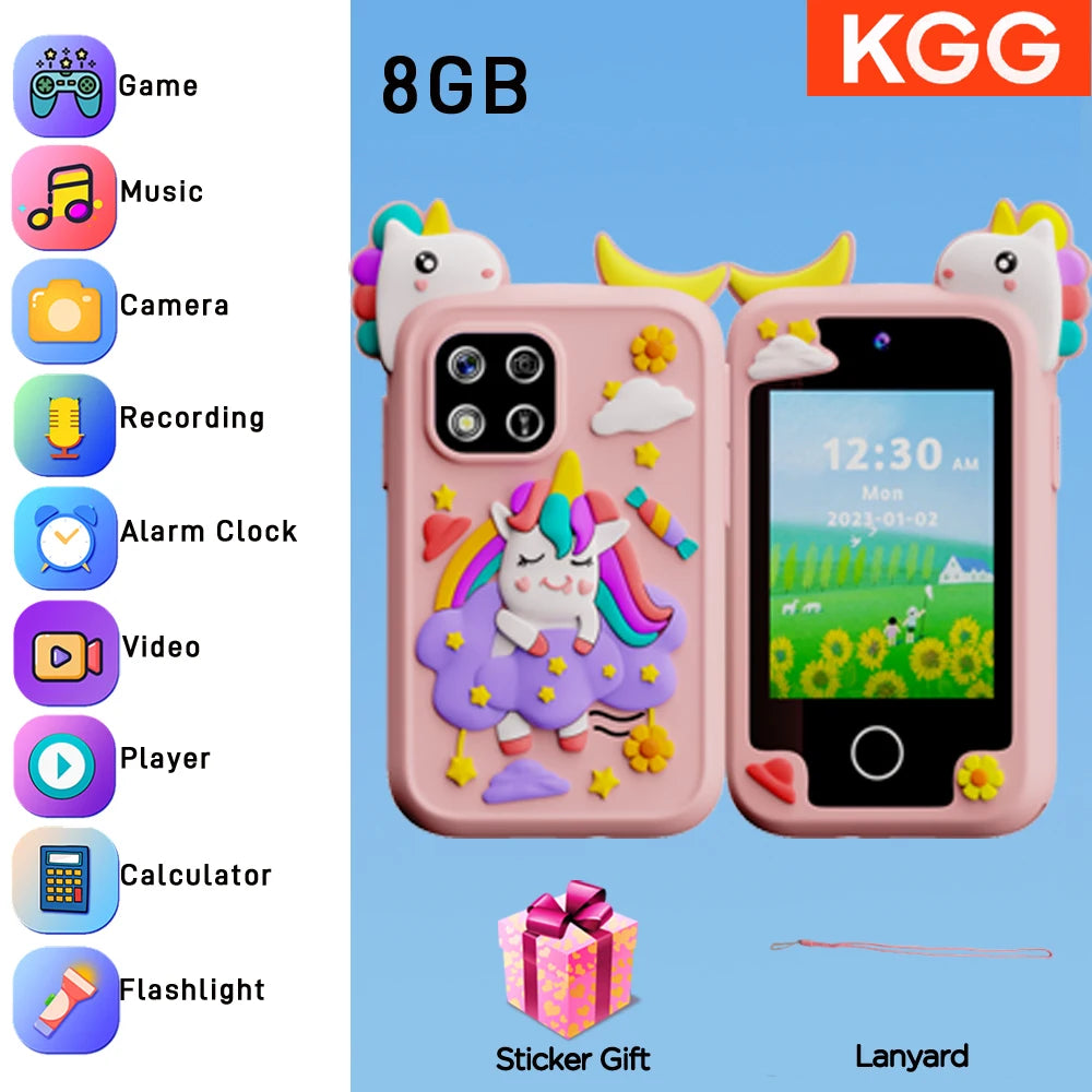 Kids Smart Phone IPS TouchScreen Unicorn Baby Mobile MP3 Music Player Digital Camera Educational Girls Boys Toys Birthday Gifts